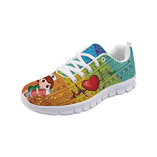 Belidome Cartoon Krankenschwester Herz Turnschuhe für Walk Sports Running Damen Herren Trainer Boho Style von Belidome