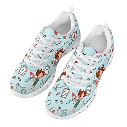 Belidome Cute Cartoon Krankenschwester Design Frauen Turnschuhe Mädchen Trainer Casual Sports Walk Schuhe 38EU von Belidome