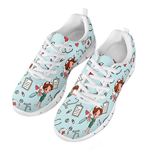 Belidome Cute Cartoon Krankenschwester Design Frauen Turnschuhe Mädchen Trainer Casual Sports Walk Schuhe 40EU von Belidome
