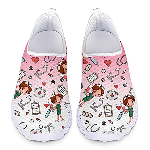 Belidome Cute Nursing Casual Sneakers Damen Teens Mesh Flache Schuhe für Sport Walk von Belidome