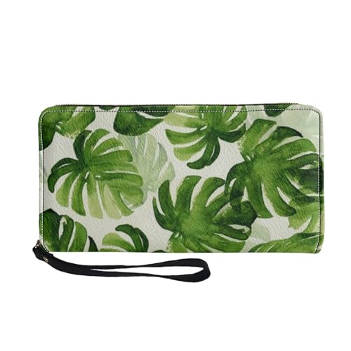 Belidome Damen-Geldbörse, Clutch, Handtasche, Leder, Handgelenktasche, Monstera, Einheitsgröße von Belidome