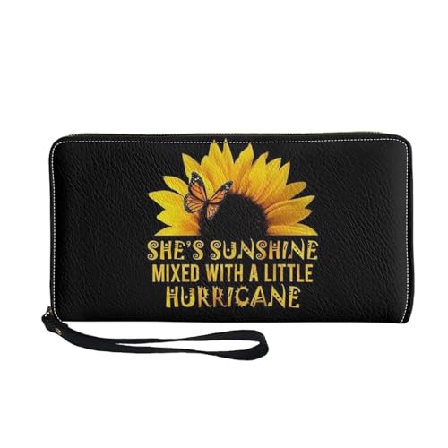 Belidome Damen Geldbörse Clutch Handtasche Leder Wristlet Bag, Sonnenblumen-Wort, Einheitsgröße von Belidome