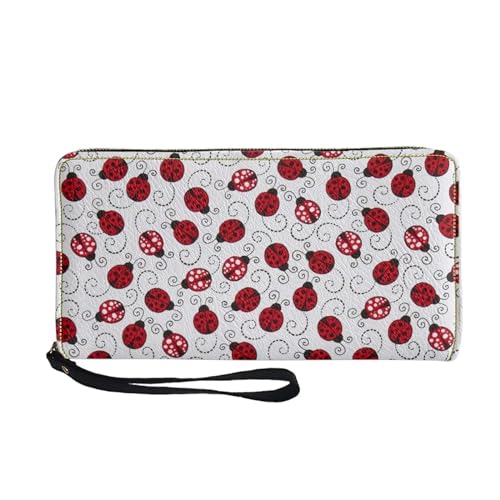 Belidome Damen Geldbörse Clutch Handtasche Leder Wristlet Bag, marienkäfer, Einheitsgröße von Belidome