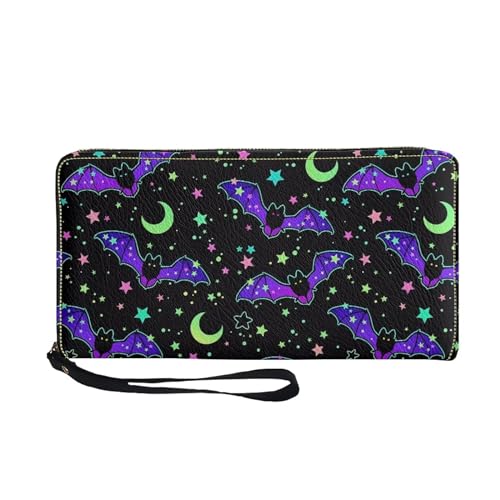 Belidome Damen Geldbörse Geldbörse Tasche Wristlet Strap Leichte Münze Handtasche, Halloween Fledermaus Mond, Einheitsgröße von Belidome