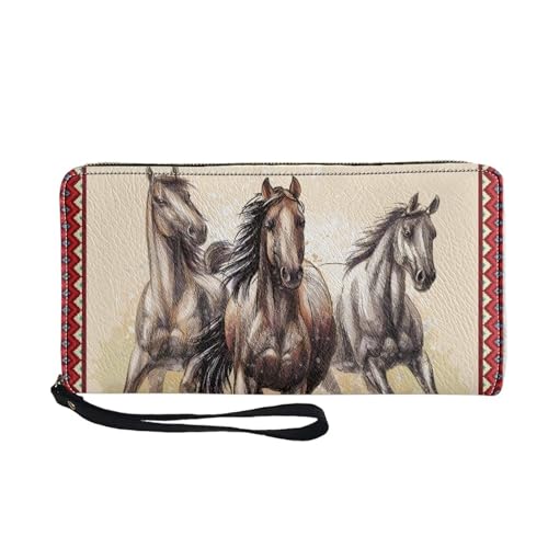 Belidome Damen Geldbörse Geldbörse Tasche Wristlet Strap Leichte Münze Handtasche, Tribal Pferd, Einheitsgröße von Belidome