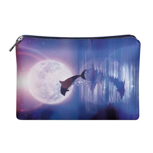 Belidome Damen Make-up Taschen Handtasche Geldbörse für Frauen, Delphin Mond, Einheitsgröße von Belidome