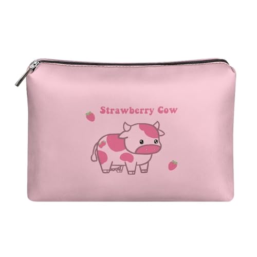 Belidome Damen Make-up Taschen Handtasche Geldbörse für Frauen, Pinke Erdbeer-Kuh, Einheitsgröße von Belidome