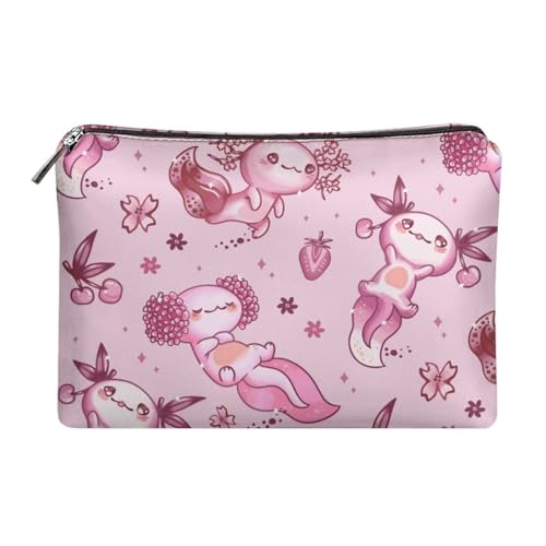 Belidome Damen Make-up Taschen Handtasche Geldbörse für Frauen, Rosa Cartoon Axolotl, Einheitsgröße von Belidome