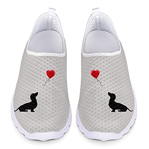 Belidome Dog Dackel Balloon Slip on Sneakers für Damen Herren Soft Mesh Sneakers für Walk Sports von Belidome