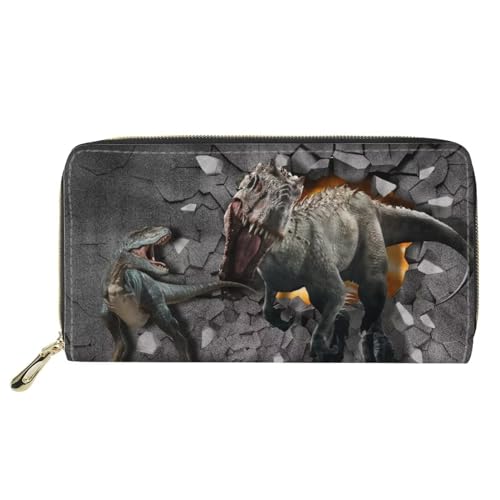 Belidome Frauen Geldbörse Leder Lange Tasche für Shopping Reisen Metall Reißverschluss, Dinosaurier, Einheitsgröße von Belidome