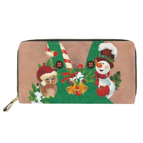 Belidome Frauen Leder Geldbörse Geldbörse Münze Handtasche Beutel mit Reißverschluss, Weihnachten Schneemann Eule, Einheitsgröße von Belidome