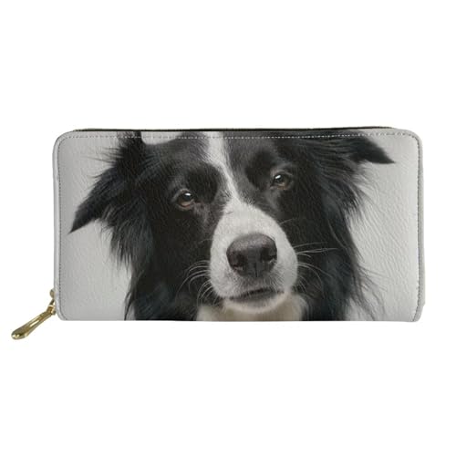 Belidome Geldbörse aus Leder für Damen, Geldbeutel, wasserdicht, zum Einkaufen, Boarder Collie Dog, Einheitsgröße von Belidome