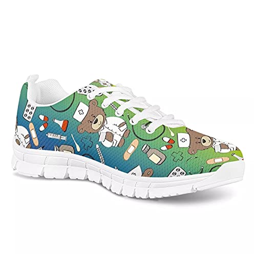 Belidome Green Bear Nurse Sneakers für Damen Herren Strapazierfähige, weiche, Flache Sneakers die ganze Saison von Belidome