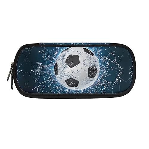 Belidome Großes Federmäppchen mit Reißverschluss für Schule, Büro, Stifttasche, Aufbewahrungstasche, Fußball Wasser, Einheitsgröße, Schulranzen-Set von Belidome