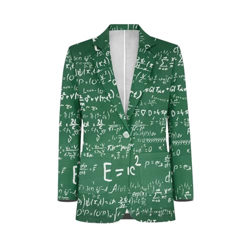 Belidome Herren-Blazerjacke mit einem Knopf, schmale Passform, Grüne mathematische Gleichungen, S von Belidome