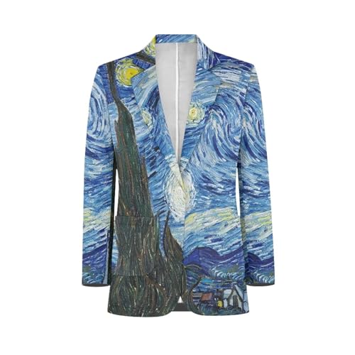 Belidome Herren Casual Anzüge Blazer Dinner Jackets Mantel, Van Gogh Sternenhimmel, XXXXL von Belidome