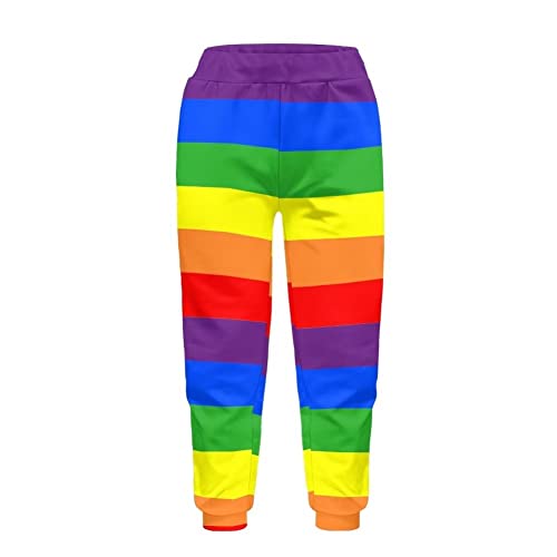 Belidome Jungen Mädchen Jogginghose Winter Lange Hose Warm, Regenbogengestreift, 10-11 Jahre von Belidome