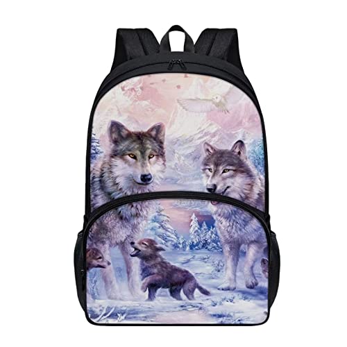 Belidome Kinder-Schulrucksack, Innenseite, Tagesrucksack, Büchertasche für Mädchen und Jungen, wolf, Einheitsgröße von Belidome