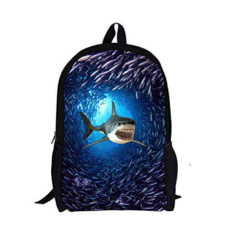 Belidome Kinder Schulrucksack für Jungen Mädchen Schulter Büchertasche, Cartoon-Hai, Einheitsgröße von Belidome