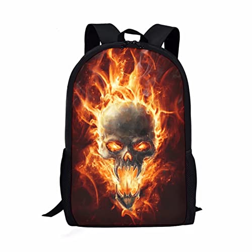 Belidome Kinder-Schulrucksack für Jungen und Mädchen, Schultertasche, Feuerschädel, Einheitsgröße von Belidome