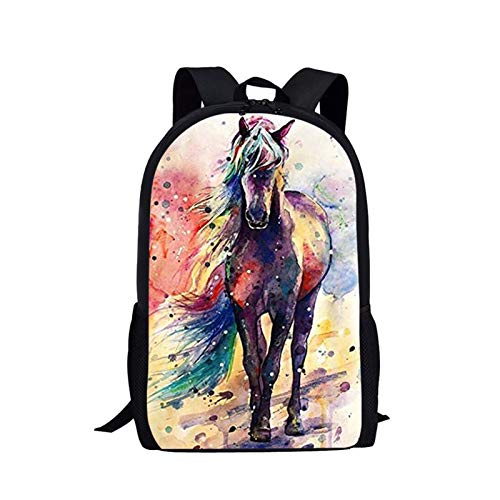 Belidome Kinder Schulrucksack für Jungen Mädchen Schulter Büchertasche, Pferd 3, Einheitsgröße von Belidome