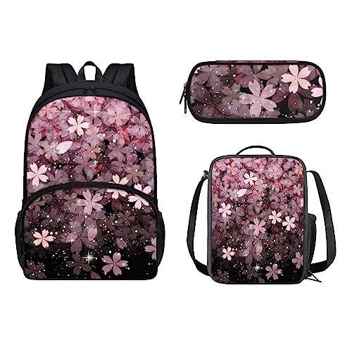 Belidome Kinder-Schulrucksack mit Lunch-Tasche, Federmäppchen für Kinder, Jungen, Mädchen, Zubehör, sakura, Einheitsgröße, Kinderrucksack von Belidome