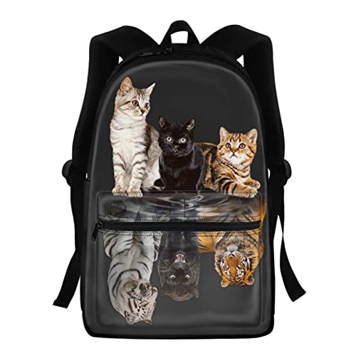 Belidome Kinder-Schulrucksack mit Vordertasche, groß, langlebig, Büchertasche, Schulterrucksack, Katze Tiger, Einheitsgröße von Belidome