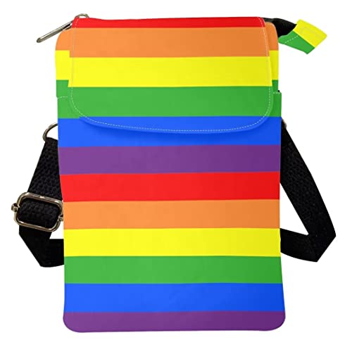 Belidome Kleine Canvas-Handytasche, Umhängetasche, Messenger-Geldbörse, Regenbogenfarben, Einheitsgröße von Belidome