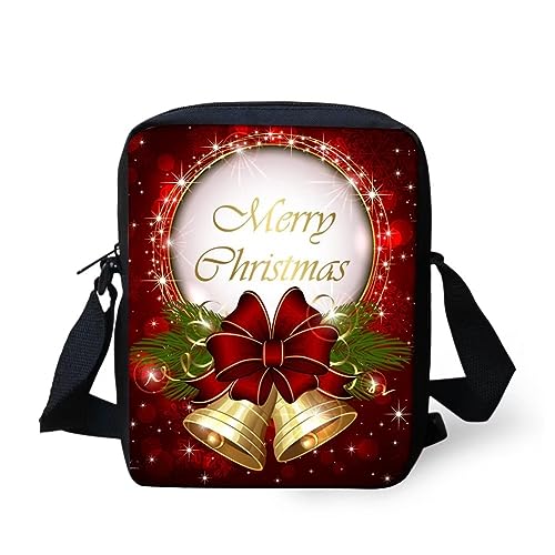 Belidome Kleine Umhängetasche, Kuriertasche, Schultertasche für Kinder, Mädchen, Frauen, Geldbörse, Geldbörse für Schule, Einkaufen, Weihnachtsglocke, Einheitsgröße von Belidome