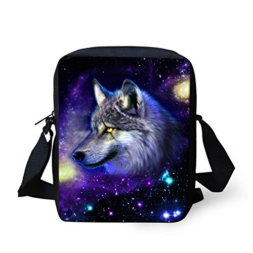 Belidome Damen Kinder Niedliche Tier Messenger Kleine Crossbody Umhängetaschen, Galaxy Wolf, Einheitsgröße von Belidome