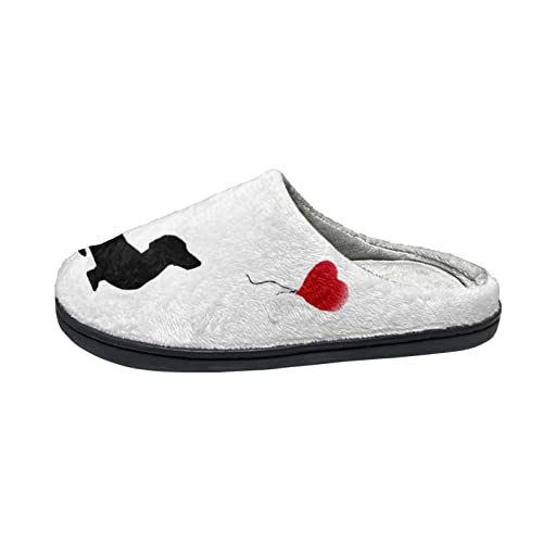 Belidome Lässiger Damenschuh für zu Hause, warm, rutschfest, flache Schuhe, Dackel Hund, Medium von Belidome