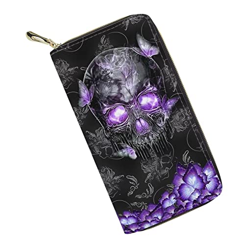 Belidome Leder Geldbörse Damen Mädchen Geldbörse Handtasche Münztasche, Galaxie Totenkopf, Einheitsgröße von Belidome