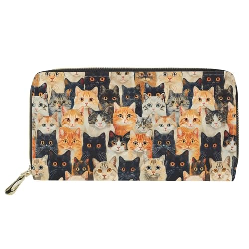 Belidome Leder Geldbörse Damen Mädchen Geldbörse Handtasche Münztasche, Katze, niedlich, Einheitsgröße von Belidome