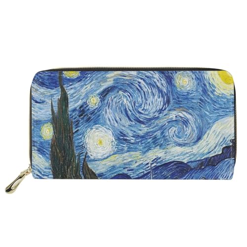 Belidome Leder Geldbörse Damen Mädchen Geldbörse Handtasche Münztasche, Van Gogh Sternennacht, Einheitsgröße von Belidome