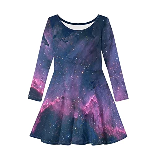 Belidome Little Big Mädchen Kleid Langarm Winterkleider Einteiler, Galaxy, 7-8 Jahre von Belidome