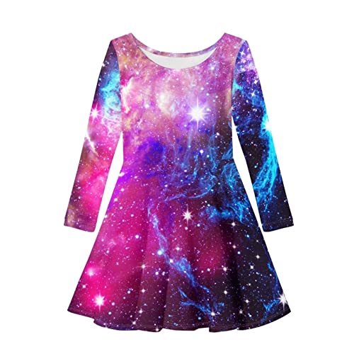 Belidome Little Big Mädchen Kleid Langarm Winterkleider Einteiler, Lila Galaxy, 11-12 Jahre von Belidome