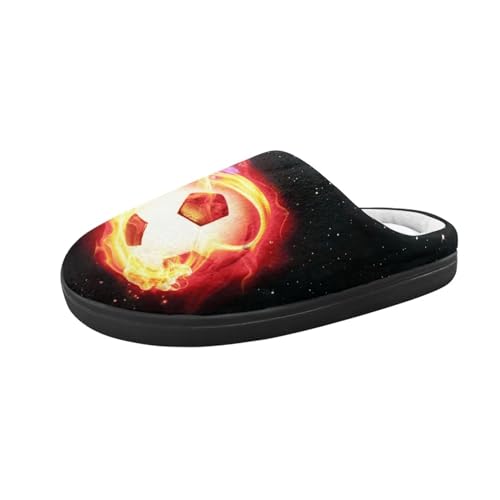 Belidome Mädchen Plüsch Hausschuhe Indoor Outdoor Schuhe, Fußball Feuer, Medium von Belidome