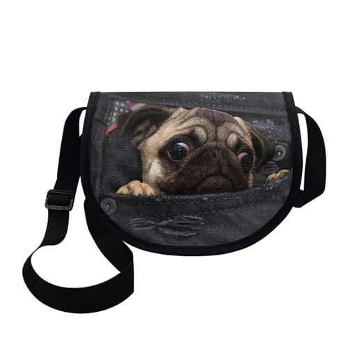 Belidome Messenger Bags Handtasche Satchel Bag für Mädchen Jungen, Mops-Tasche von Belidome