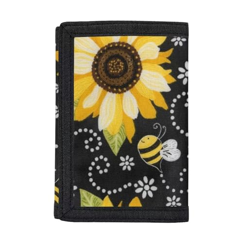 Belidome Moneybag Wallet Trifold Geldbörsen für Damen, Sonnenblumenbiene von Belidome