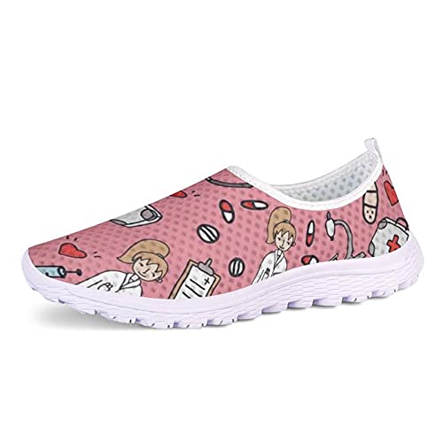 Belidome Nurse Doctor Pattern Slip auf Turnschuhe Männer Frauen Sommer Mesh Breath Sneakers für Walk Sports von Belidome