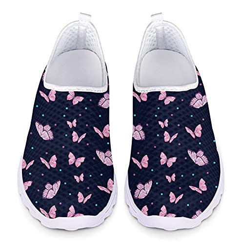 Belidome Pink Butterfly Casual Sneakers Sport Walk Schuhe Trainer für Frauen Mädchen im Teenageralter von Belidome