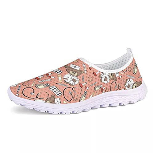 Belidome Pink Nurse Bear Sommer Sneakers Mesh Schuhe Atmungsaktiv Weich für Damen Herren von Belidome