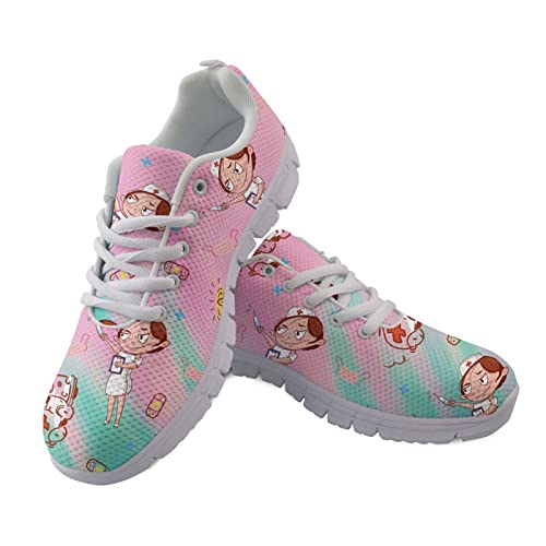 Belidome Pink Nurse Style Sneakers Damen Walk Sports Laufen Erwachsene Wanderschuhe rutschfest von Belidome