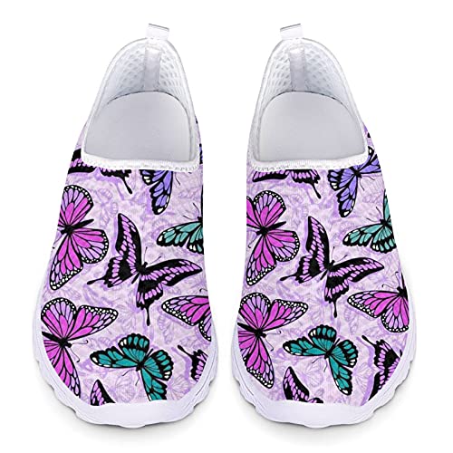 Belidome Purple Butterfly Mesh Trainer Turnschuhe für Sport Sym Walk Slip auf Sommerschuhe für Frauen Mädchen von Belidome