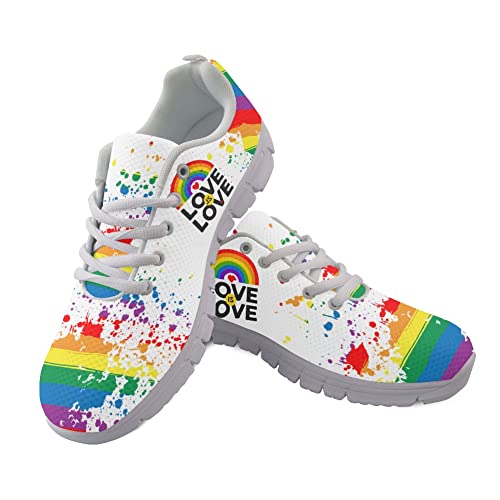 Belidome Regenbogenfarbene Damen-Turnschuhe zum Gehen, Sport, Herren, rutschfest, Liebe ist Liebe von Belidome