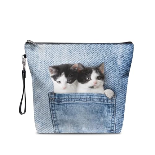 Belidome Reise-Kosmetiktaschen Make-up-Tasche für Frauen, Cowboy Pocket Cats, Einheitsgröße von Belidome