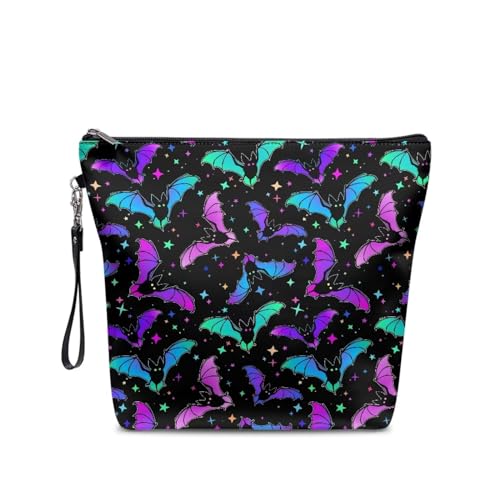 Belidome Reise-Kosmetiktaschen Make-up-Tasche für Frauen, Halloween Bunte Fledermaus, Einheitsgröße von Belidome