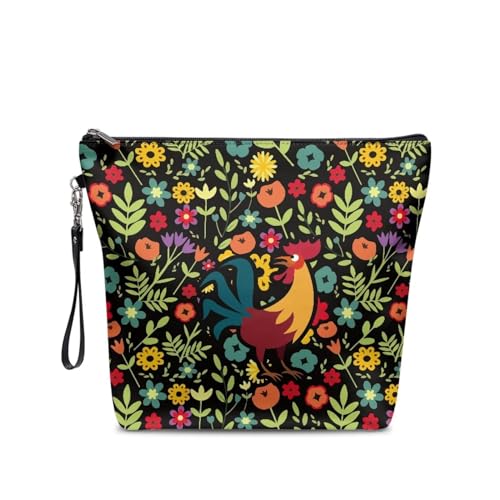 Belidome Reise-Kosmetiktaschen Make-up-Tasche für Frauen, Huhn Hahn Blume, Einheitsgröße von Belidome