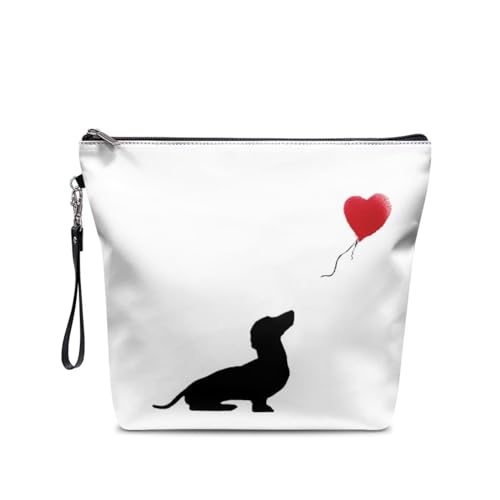 Belidome Reise-Kosmetiktaschen Make-up-Tasche für Frauen, Hund Liebe Ballon, Einheitsgröße von Belidome