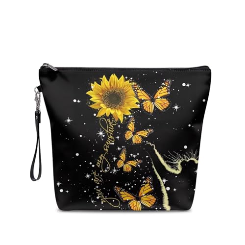 Belidome Reise-Kosmetiktaschen Make-up-Tasche für Frauen, Sonnenblumen-Schmetterling, Einheitsgröße von Belidome